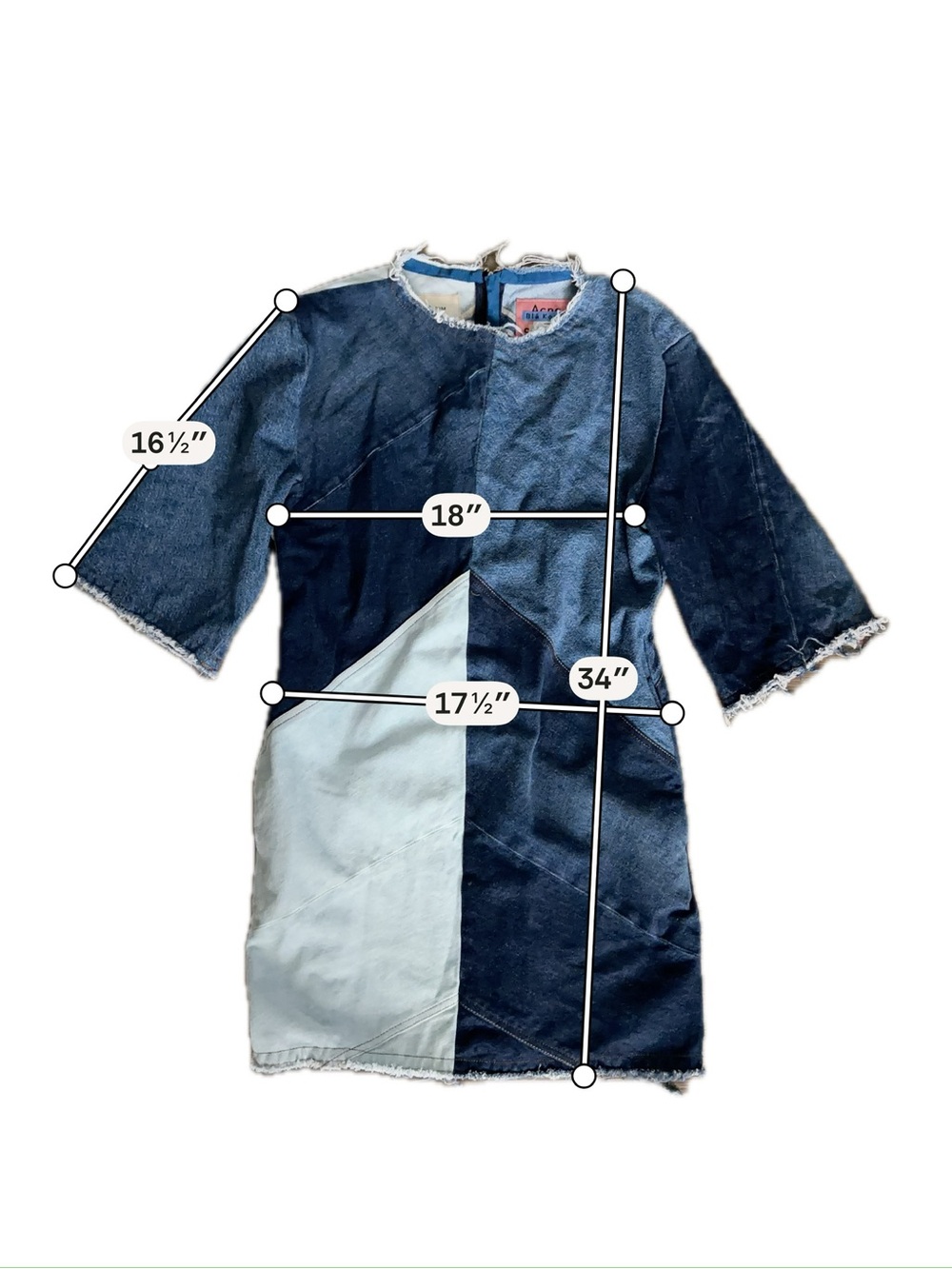 Acne Studios Denim Patchwork Mini Dress Small - Picture 2 of 8